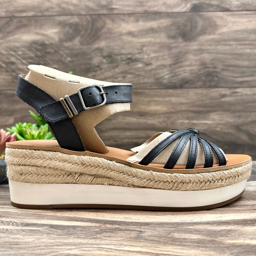 NIB Lucky Brand Juniffer Platform Wedge Sandal Black Dress Winter Haze 9M - Picture 5 of 12